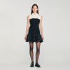 Noelia Short Two-Tone Ruffled Dress Ecru / Black