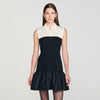 Noelia Short Two-Tone Ruffled Dress Ecru / Black