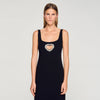 Sienna Rhinestone Heart Maxi Dress Black