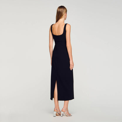 Sienna Rhinestone Heart Maxi Dress Black