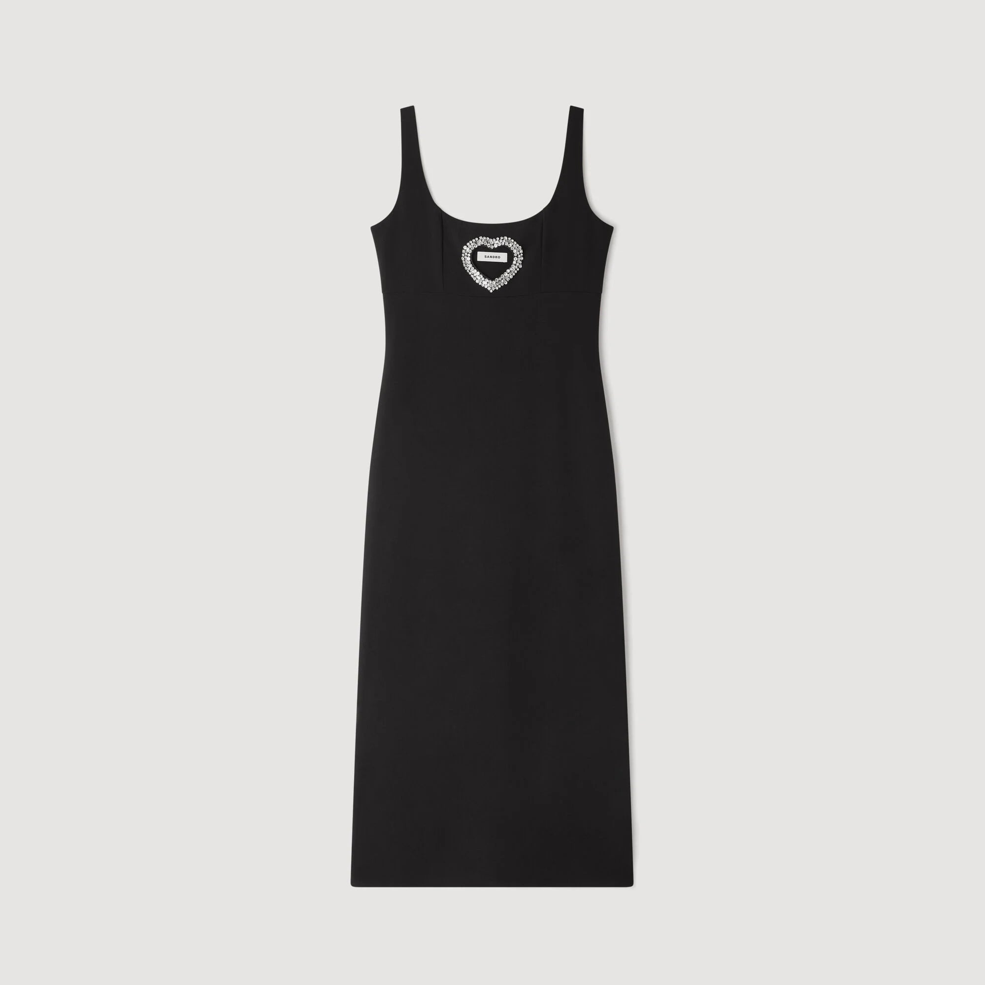 Sienna Rhinestone Heart Maxi Dress Black