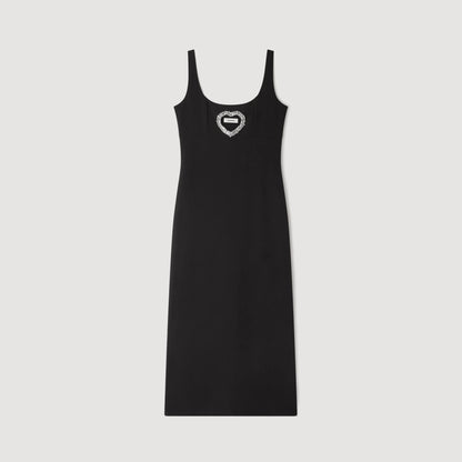 Sienna Rhinestone Heart Maxi Dress Black