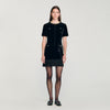 Isadora Short Velvet Dress Black