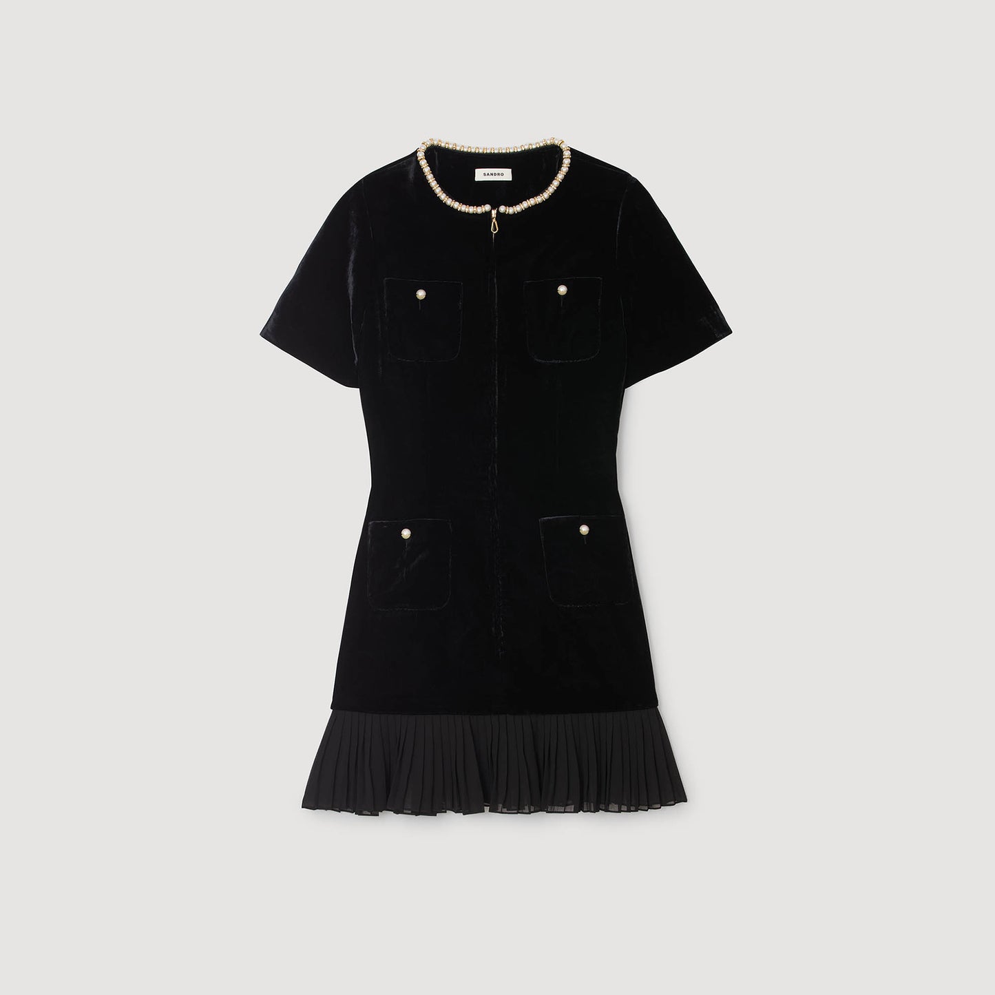 Isadora Short Velvet Dress Black