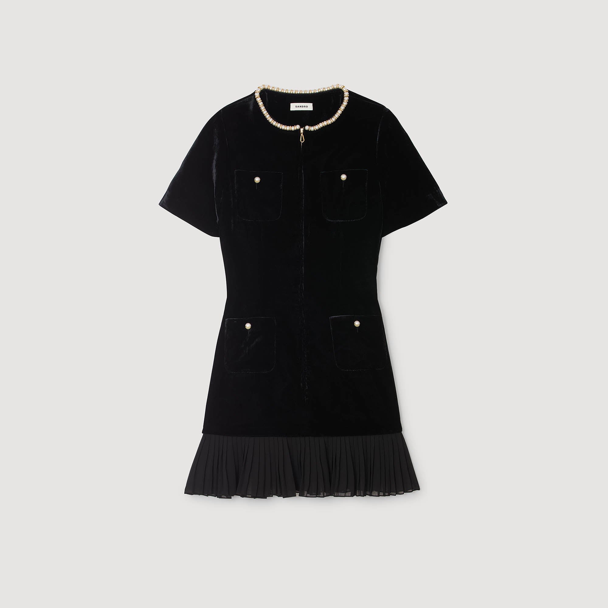 Isadora Short Velvet Dress Black