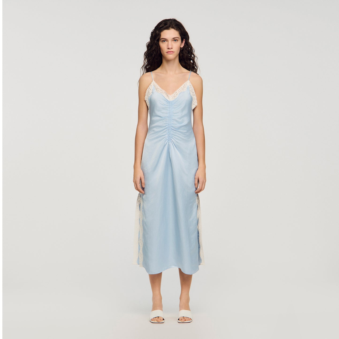 Gaiana Satin-Effect Maxi Dress With Straps SKY BLUE