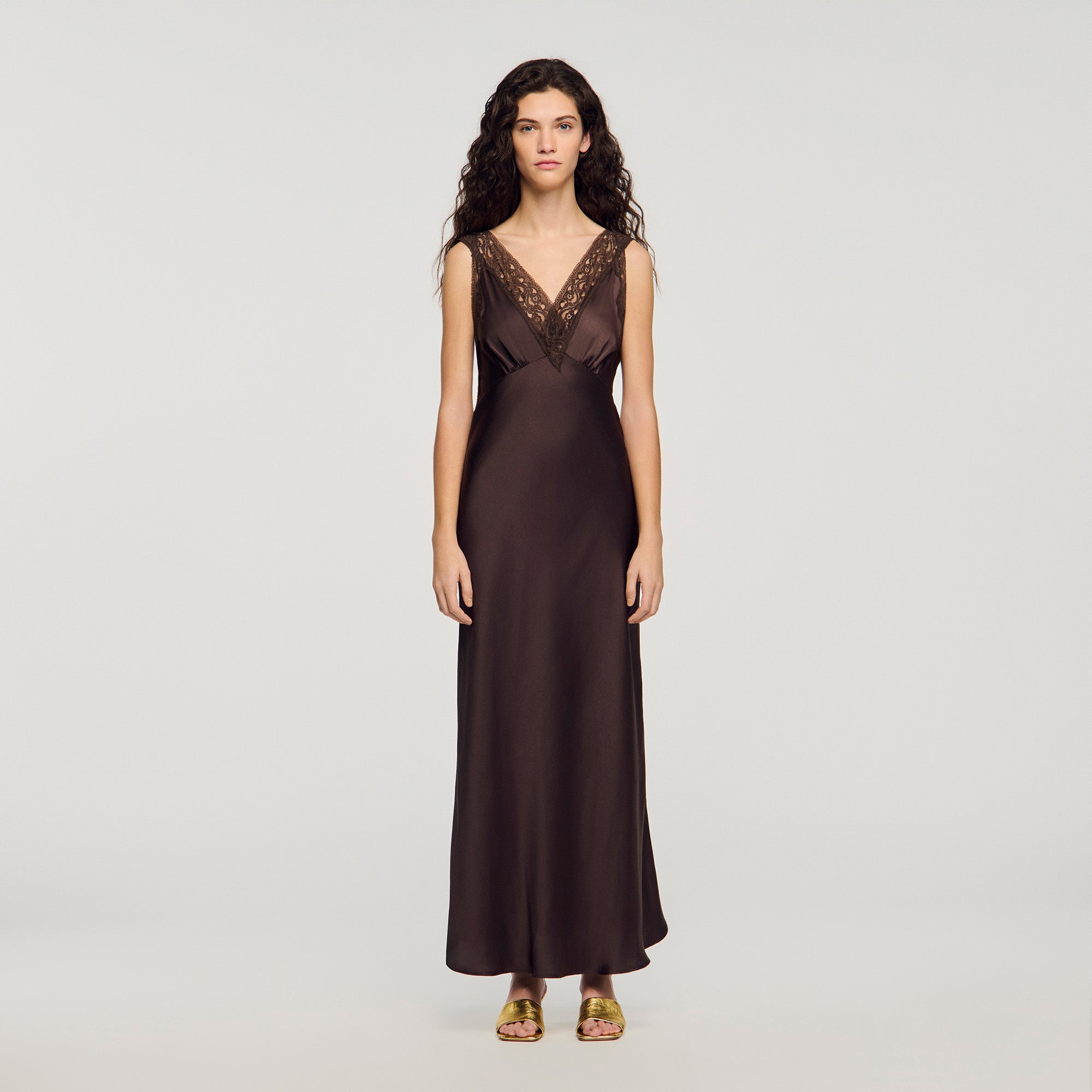 Behati Lace Collar Maxi Dress Brown