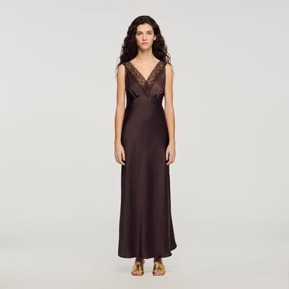 Behati Lace Collar Maxi Dress Brown