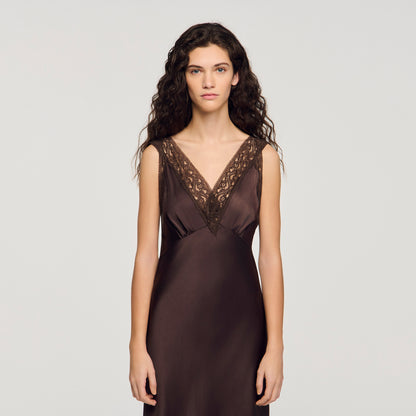 Behati Lace Collar Maxi Dress Brown