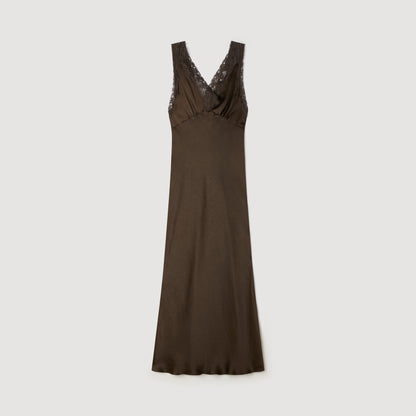 Behati Lace Collar Maxi Dress Brown