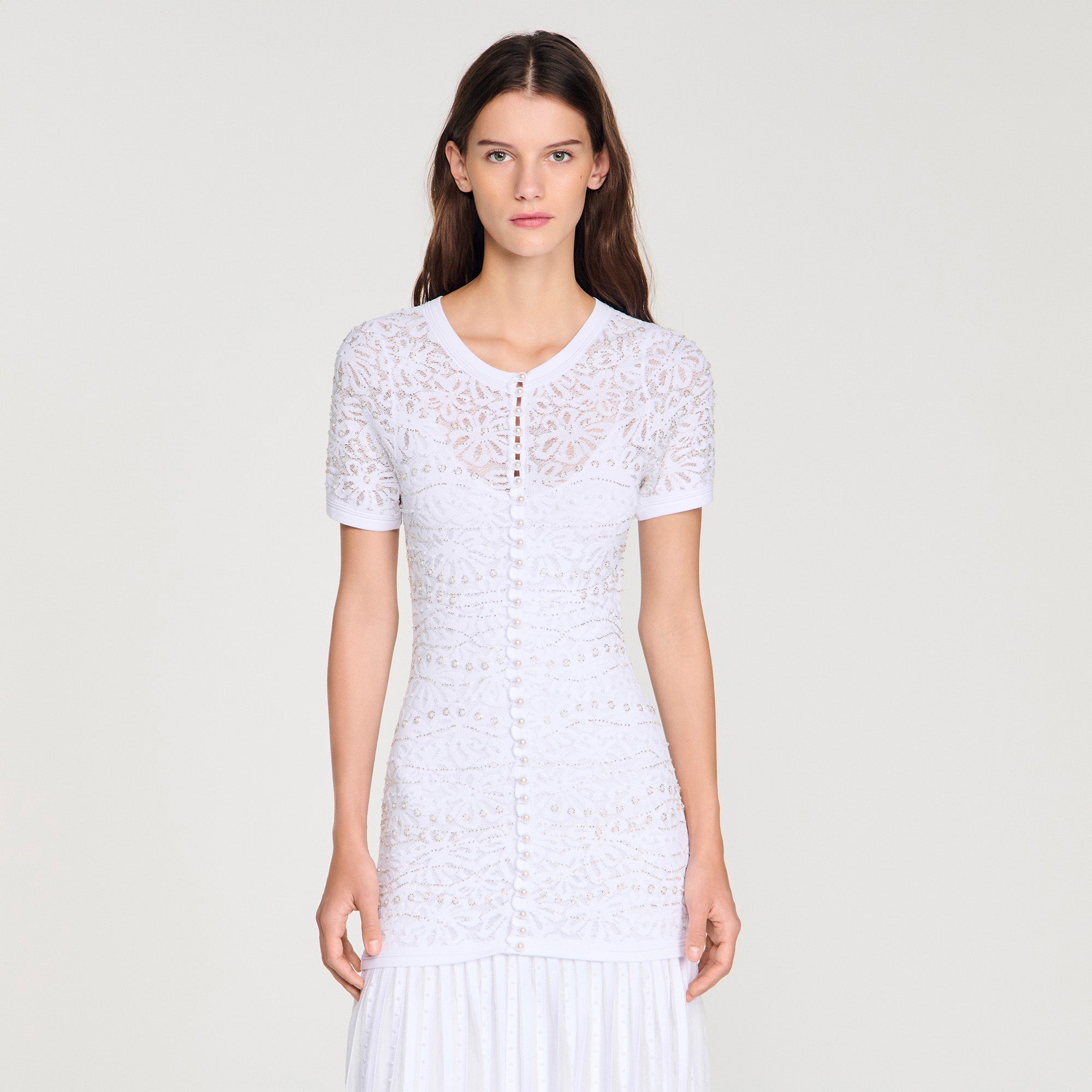 Levana Beaded Knit Maxi Dress White