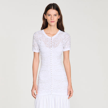 Levana Beaded Knit Maxi Dress White