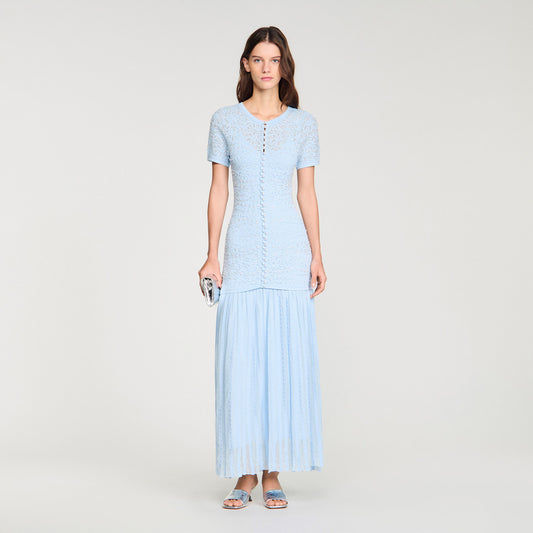 Levana Beaded Knit Maxi Dress Sky Blue