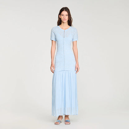 Levana Beaded Knit Maxi Dress Sky Blue