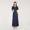 Diane Rhinestone Knit Maxi Dress Navy Blue
