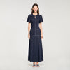 Diane Rhinestone Knit Maxi Dress Navy Blue