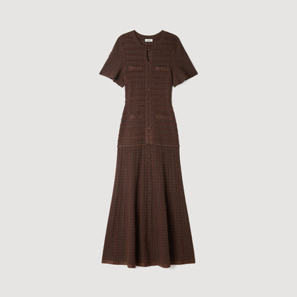 Diane Rhinestone knit maxi dress Brown