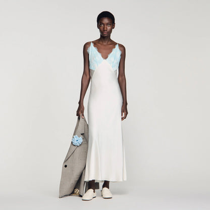 Tess Lingerie-Style Maxi Dress Ecru