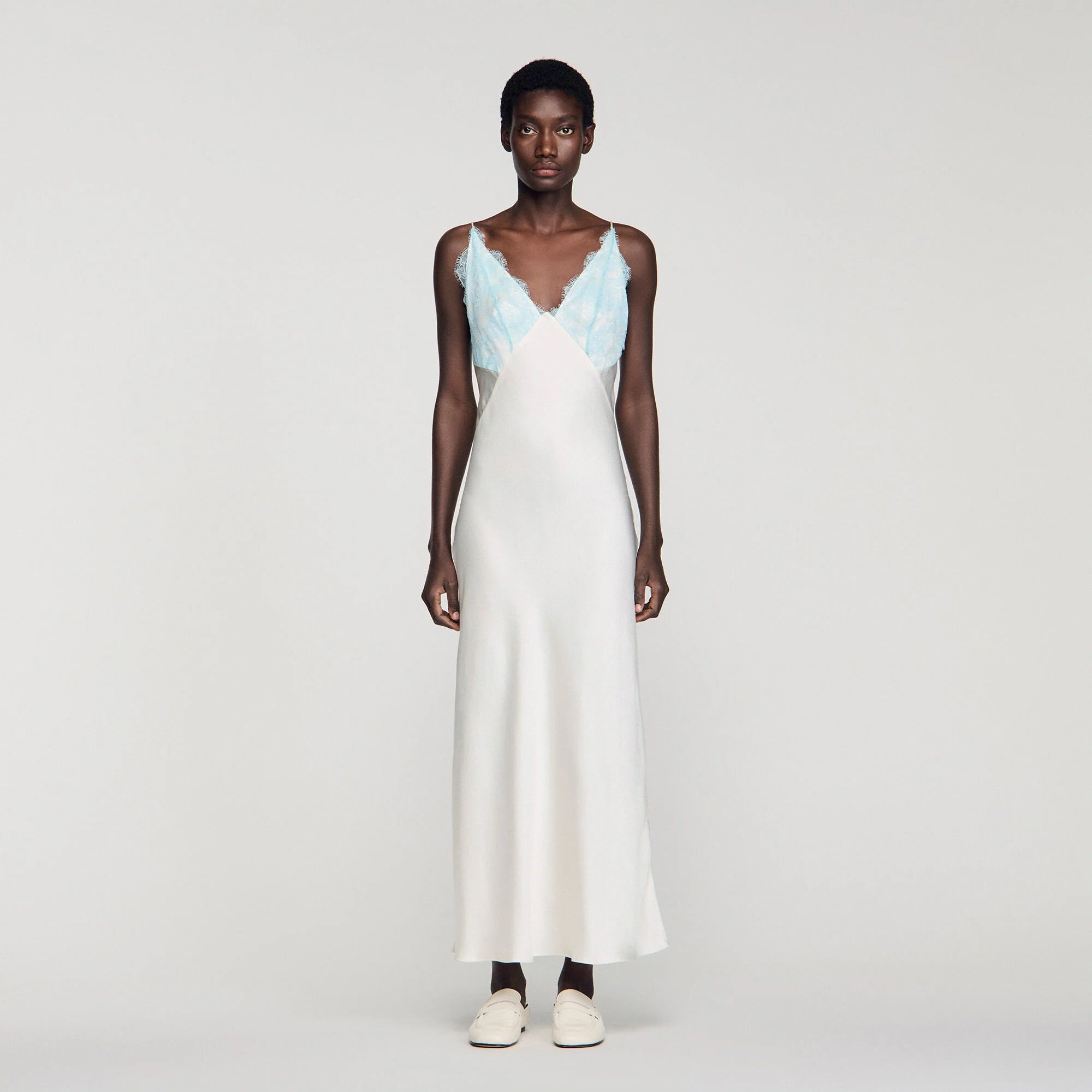 Tess Lingerie-Style Maxi Dress Ecru