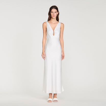 Alma Jewel Satin-Effect Maxi Dress White