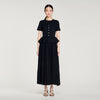 Judith Peplum Knit Maxi Dress Black