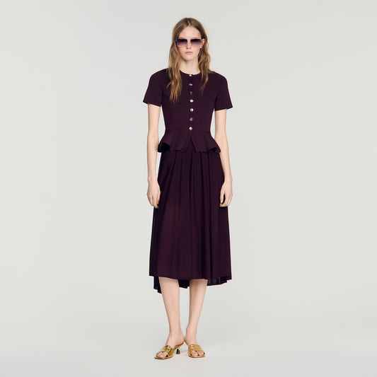 Judith Knit maxi dress with peplum Bordeaux