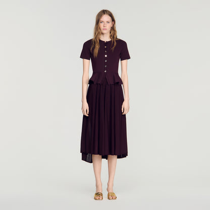 Judith Knit maxi dress with peplum Bordeaux