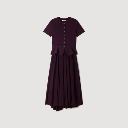 Judith Knit maxi dress with peplum Bordeaux