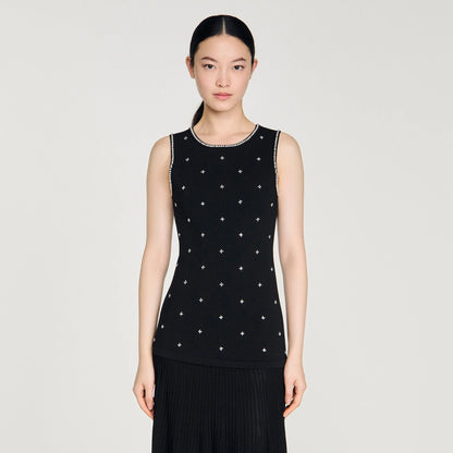 Theodora Rhinestone Flower Print Maxi Dress Black