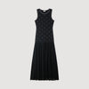 Theodora Rhinestone Flower Print Maxi Dress Black