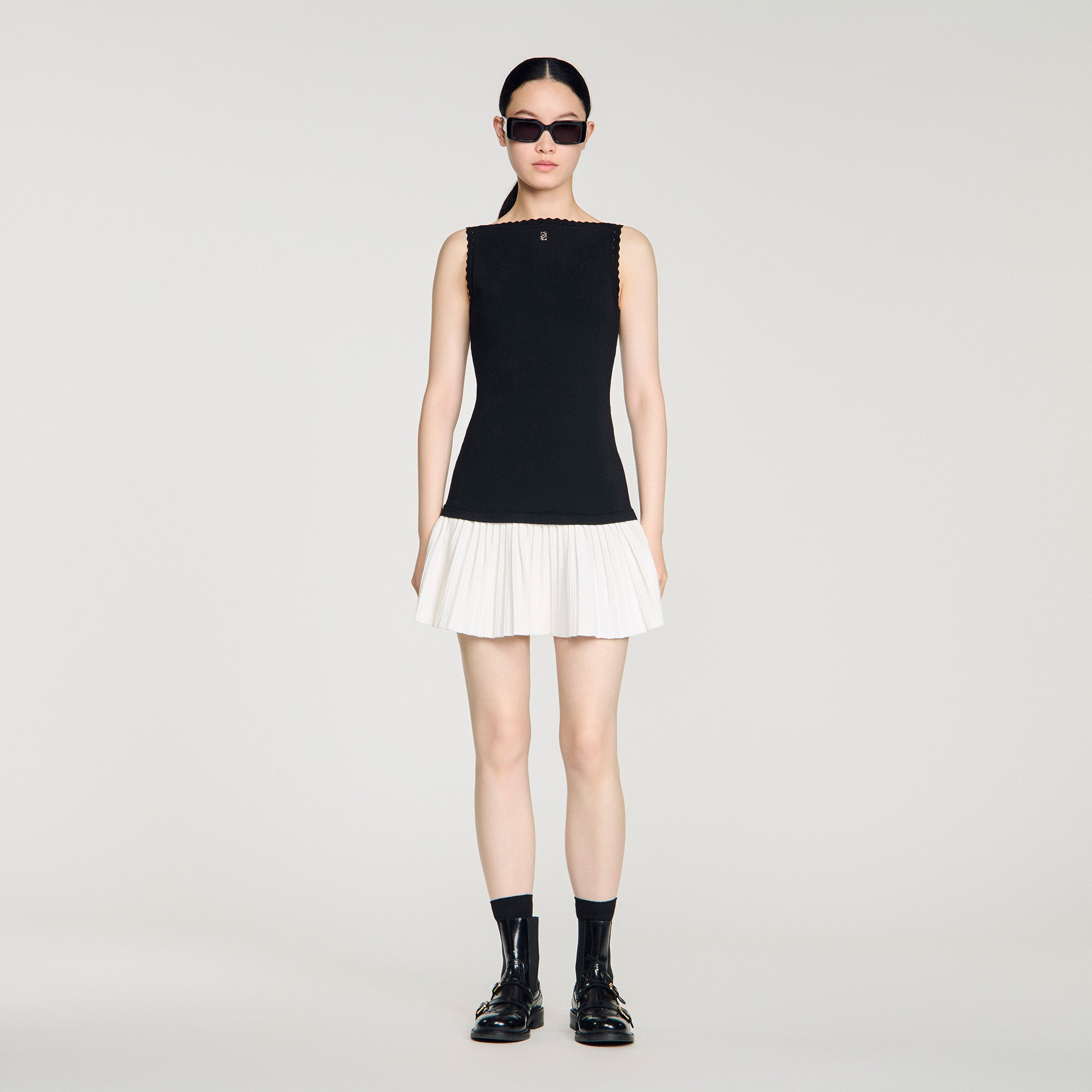 Mendy Two-Tone Short Dress BLACK