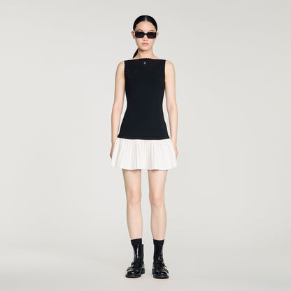 Mendy Two-Tone Short Dress BLACK