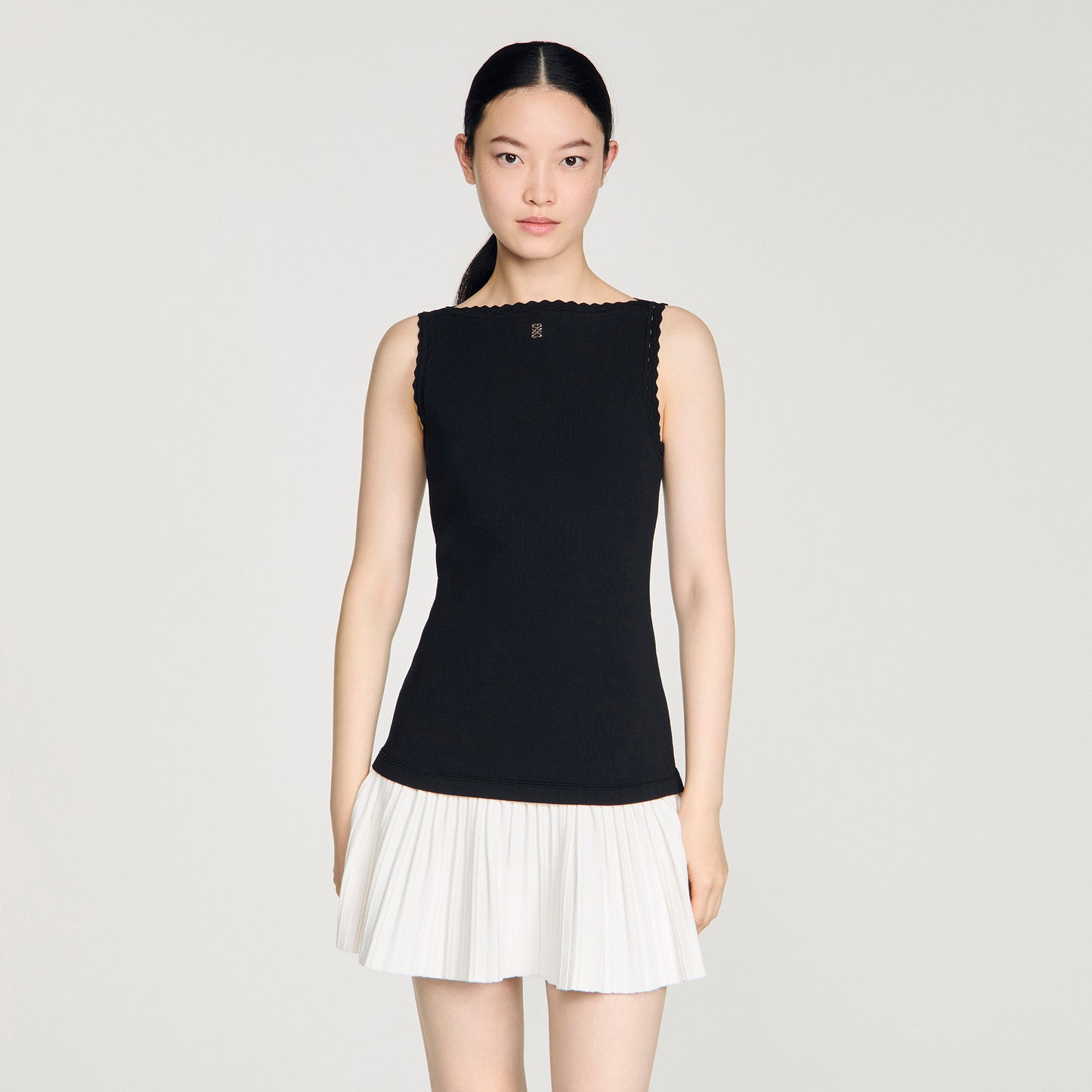 Mendy Two-Tone Short Dress BLACK