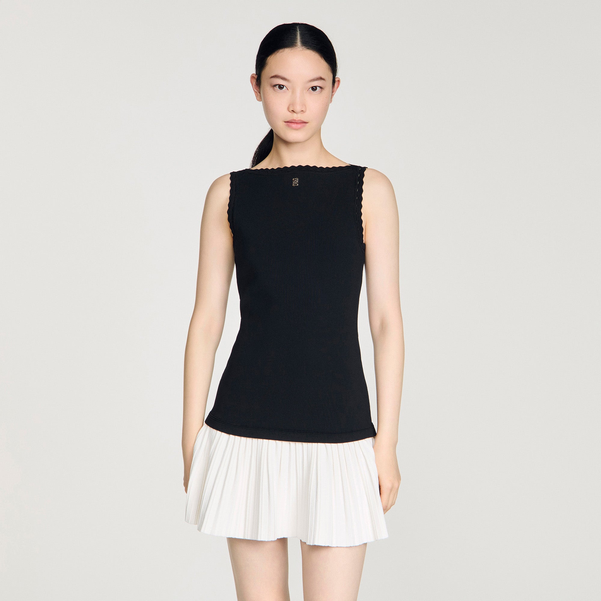 Mendy Two-Tone Short Dress BLACK