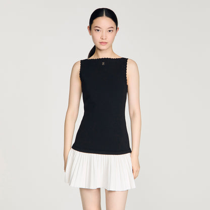 Mendy Two-Tone Short Dress BLACK