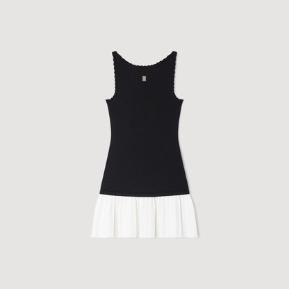 Mendy Two-Tone Short Dress BLACK