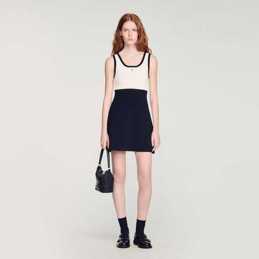 Ellie Two-Tone Knit Short Dress BLACK