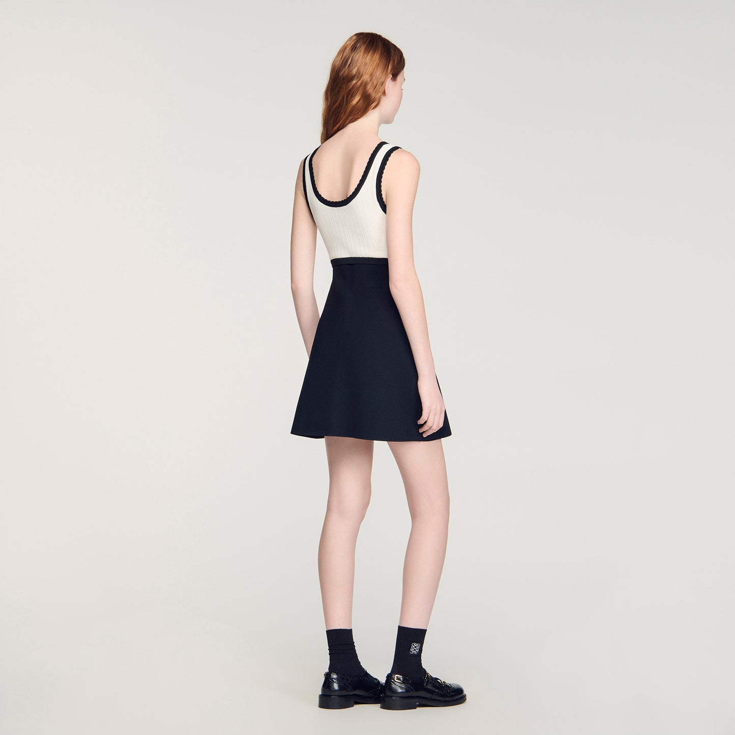 Ellie Two-Tone Knit Short Dress BLACK