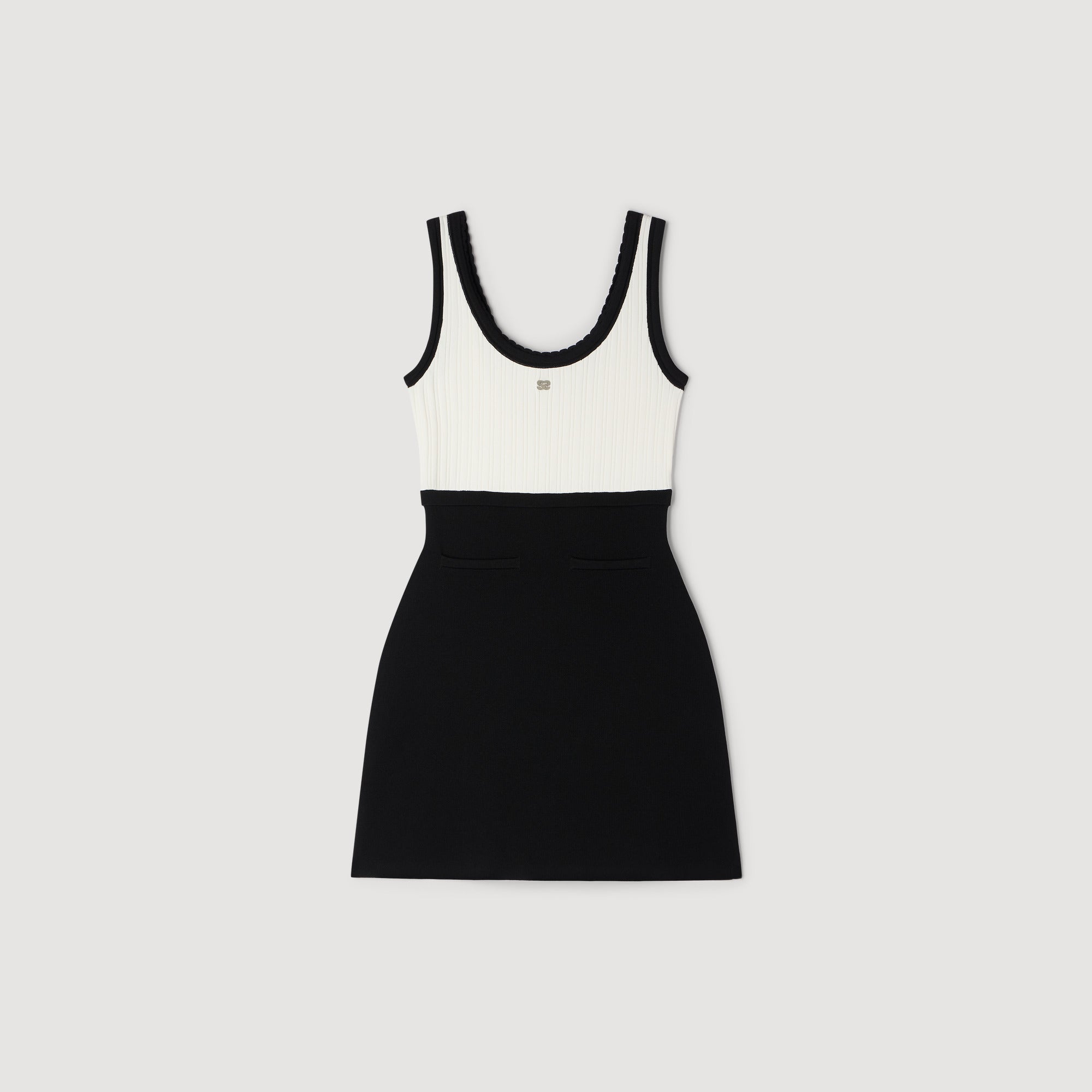 Ellie Two-Tone Knit Short Dress BLACK