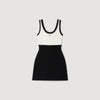 Ellie Two-Tone Knit Short Dress BLACK