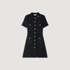 Isis Button-Up Knit Short Dress Black