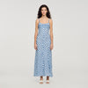 Colette Gingham Linen Maxi Dress Blu / White
