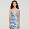 Colette Gingham Linen Maxi Dress Blu / White