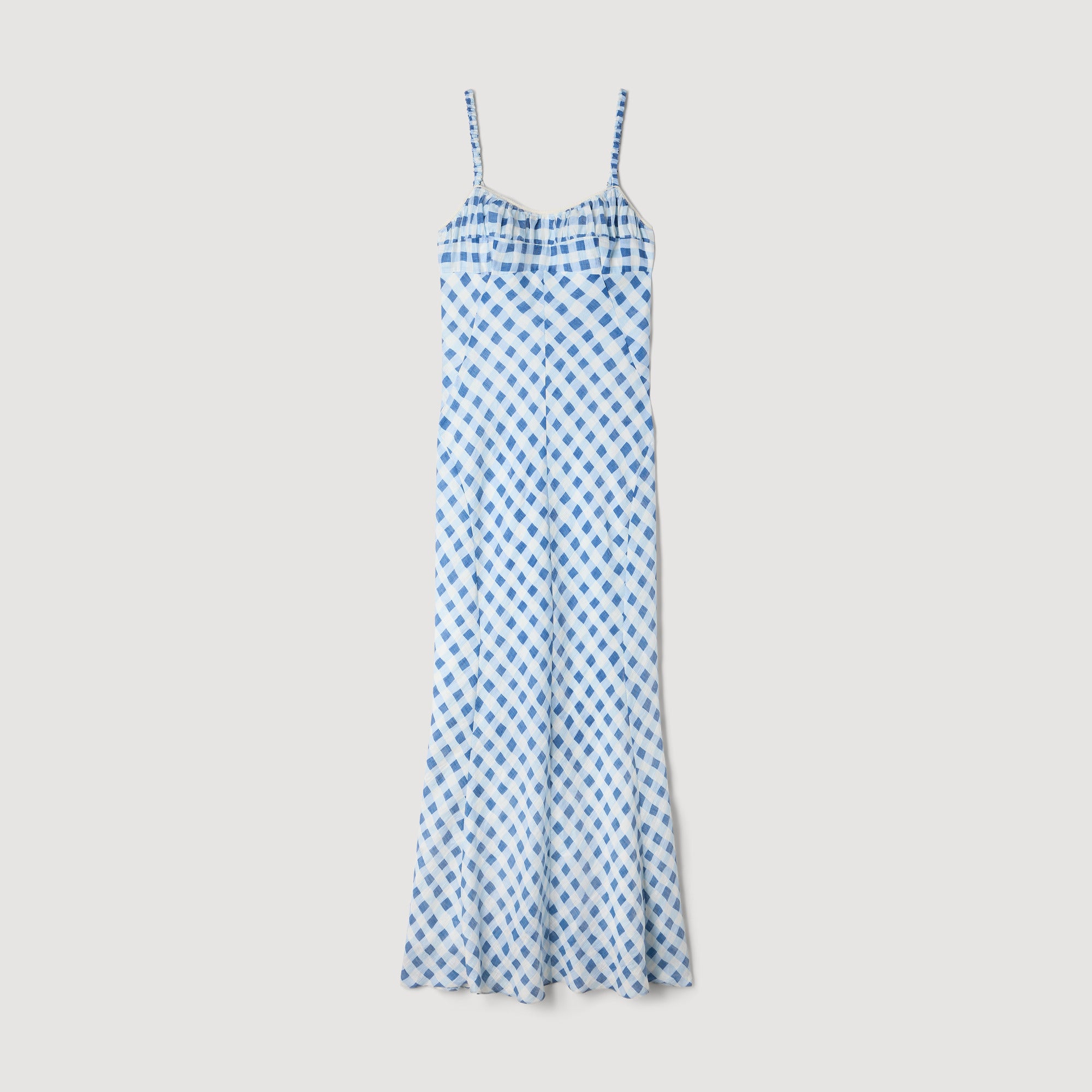 Colette Gingham Linen Maxi Dress Blu / White