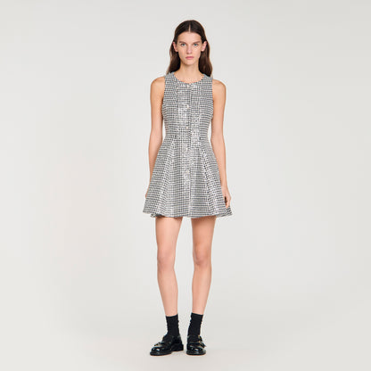 Flavie Tweed And Sequin Short Dress Black / White