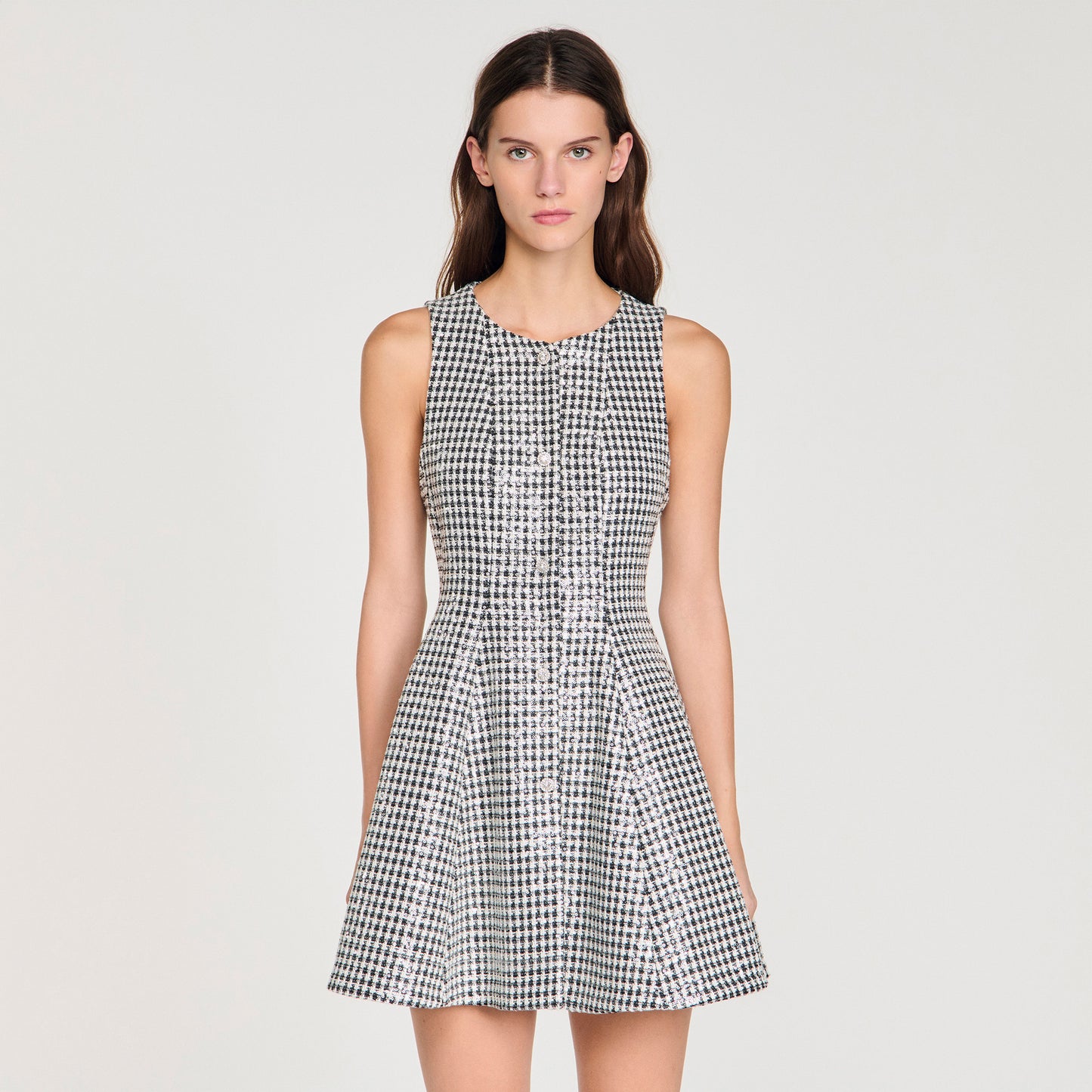Flavie Tweed And Sequin Short Dress Black / White