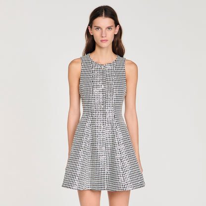 Flavie Tweed And Sequin Short Dress Black / White