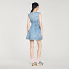 Riri Short Beaded Rhinestone Denim Dress Blue Jean