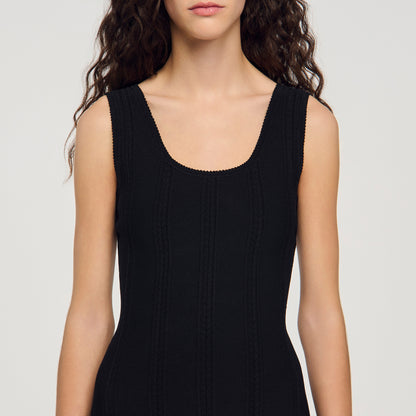 Carla Short Knit Dress With Ruffle Black