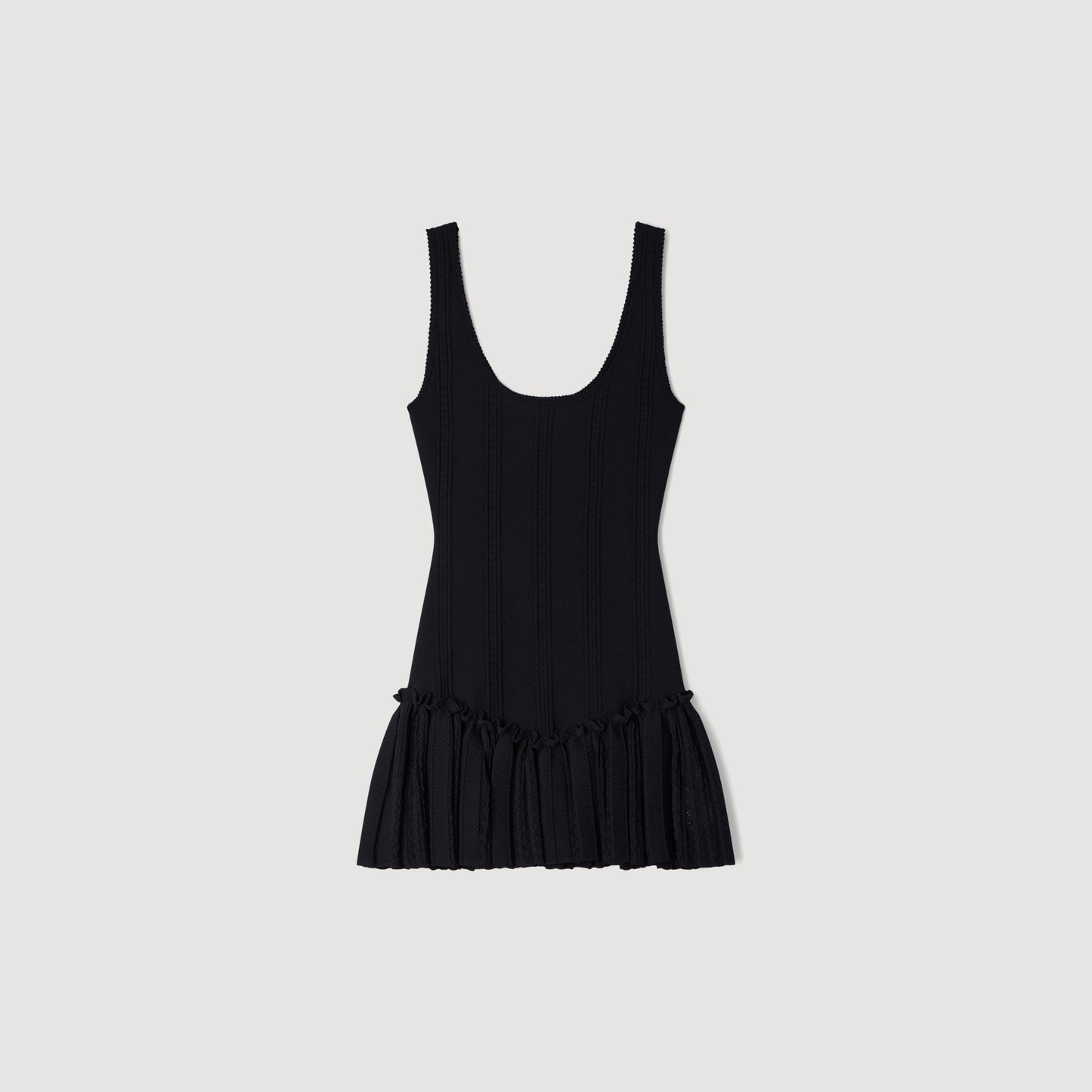 Carla Short Knit Dress With Ruffle Black